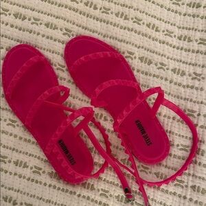 Steve Madden Girls' Bright Pink Jelly Stud Sandals